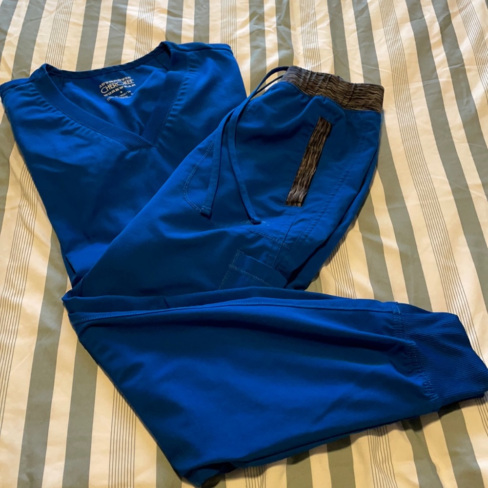 Royal blue pair of scrubs